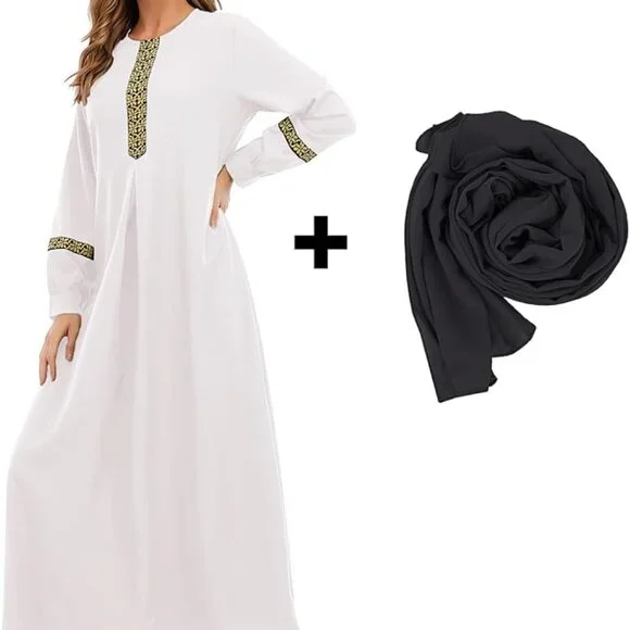 Abetteric Women's Muslim Abaya Dress w/ Hijab Zipper Islamic Robe Pockets Maxi P - Picture 3 of 16